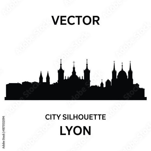 lyon city skyline silhouette vector illustration high quality