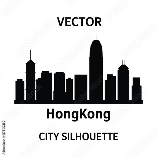 Hong kong city skyline vector silhouette graphic