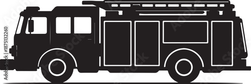Fire Truck Silhouette Side View Vector