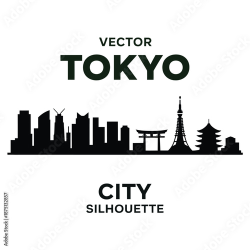 vector illustration of tokyo city skyline silhouette with landmarks