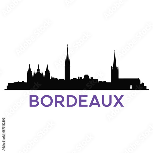 bordeaux city skyline with purple text logo