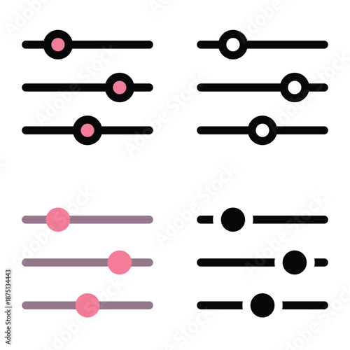 Filter Slider Icons for E commerce Product Sorting Suitable For Mobile Apps, Web Apps And Print Media. Multiple Style Icons, 