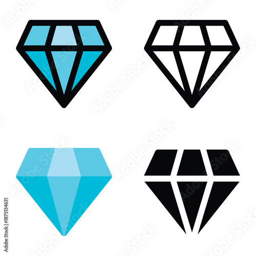 Premium Diamond Icons for E commerce Products Suitable For Mobile Apps, Web Apps And Print Media. Multiple Style Icons, 