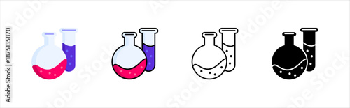 Chemistry laboratory icons pack for school science class