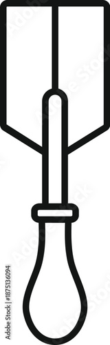 Simple line icon of a putty knife, a tool with a flat blade used for applying and smoothing putty or filler in construction or diy projects