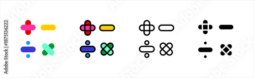 Mathematics calculation icons pack for school learning