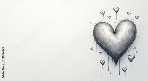 Drawing of a heart with many hearts on it