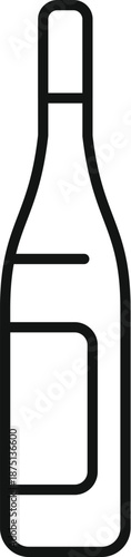 Minimalist line art of a wine bottle emphasizing its elegant shape and blank label, ideal for representing wine production or the beverage sector