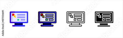 Computer subject icons collection academic education