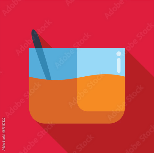 Flat design icon showing a drink in a glass with a spoon