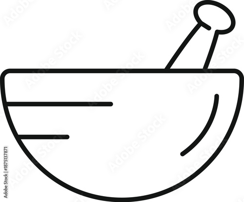 Mortar and pestle grinding ingredients, representing pharmacy, medicine, or cooking