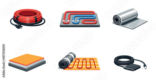 Various electric heating systems and components illustration