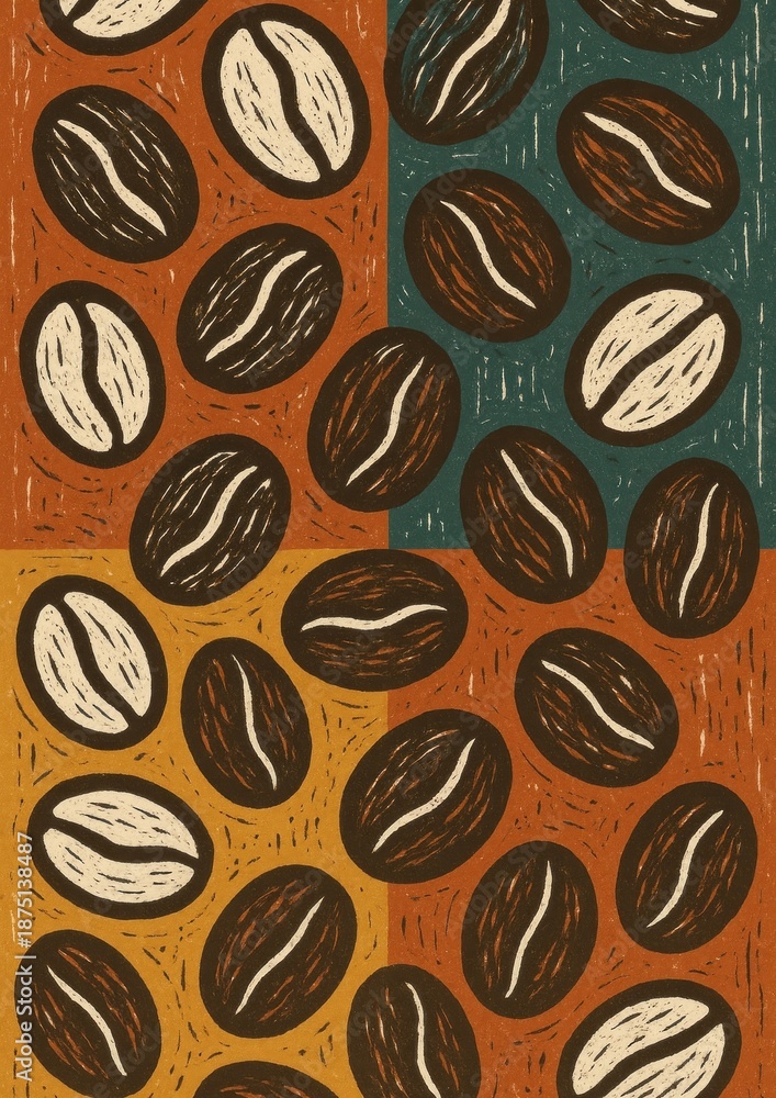 Fototapeta premium Retro coffee bean pattern
