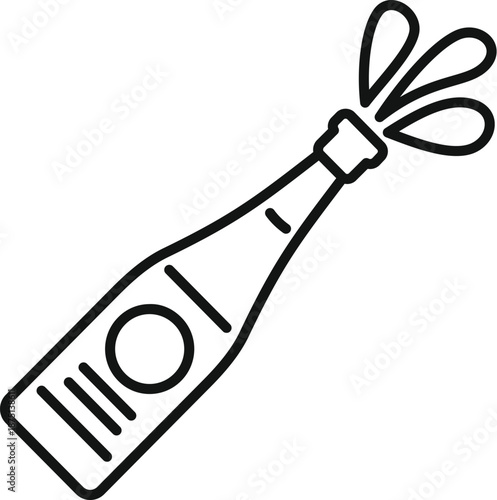 Champagne bottle popping its cork and splashing sparkling wine in celebration