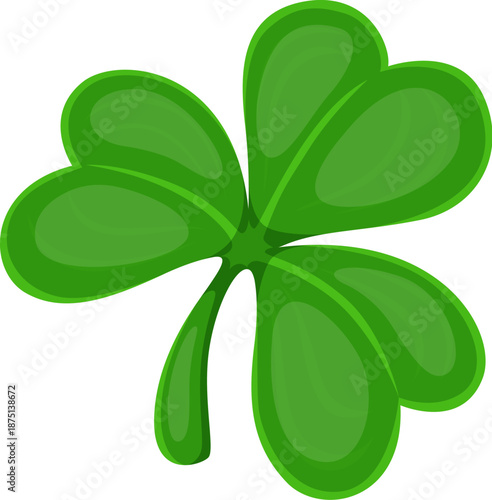 Happy St Patrick Day clover, green trefoil plant, three leaf shamrock symbolizing fortune and prosperity in Irish culture, . Cartoon Vector charms, clover symbol represents faith, and good luck