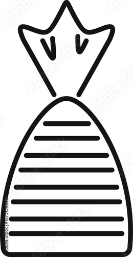 Candy showing a wrapped chocolate truffle bonbon as a sweet treat outline icon