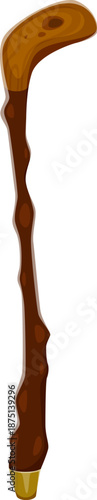 Cartoon traditional Irish shillelagh, symbol of Happy St Patrick day celebrations. Vector wooden walking stick, staff or club, sign of Irish heritage, folklore, culture, history, strength and luck