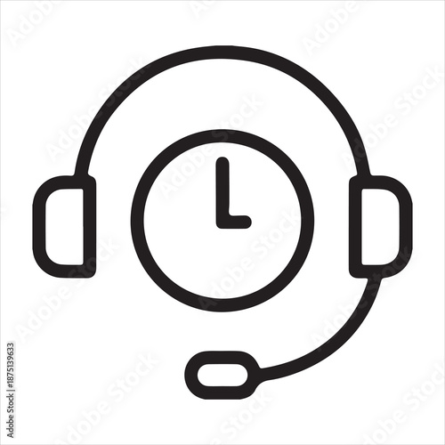 Headset and clock icon representing customer service availability