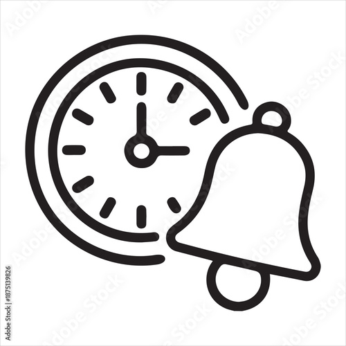 Clock and bell icon representing time and notification alert