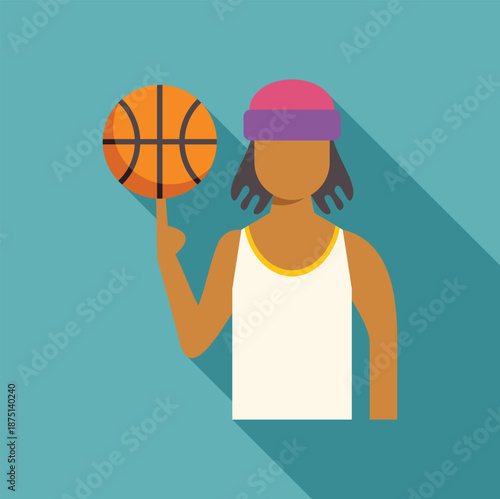 Basketball player spinning a ball on finger, representing streetball or athletic skill