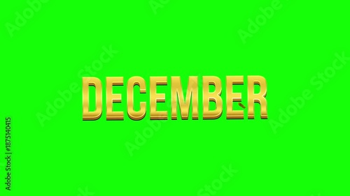 December Gold Text Animation Green Screen