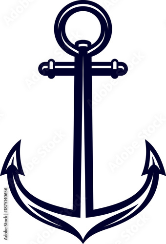 Ocean yachting boat ship anchor icon or pictogram. Yacht heavy anchor icon, navy vessel metal anchor isolated vector pictogram. Nautical yachting boat equipment sign or cruise ship iron hook symbol