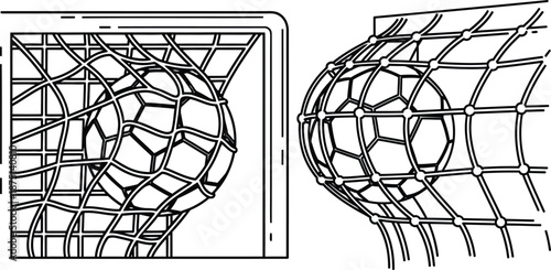 Soccer ball scoring a goal in net, showing dynamic impact for sports achievement concepts