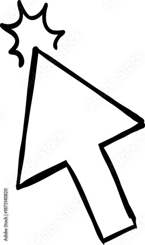 Hand pointer, mouse pointer, arrow hand drown doodle sketch click here action