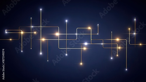 Wallpaper Mural Abstract glowing lines and dots creating a modern network design in dark blue background with shimmering stars and elegant light trails Torontodigital.ca