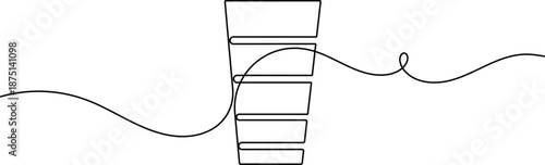 Customer journey sales funnel process icon continuous one line drawing on white background  minimal marketing strategy symbol outline vector illustration