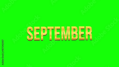 September Gold Text Animation Green Screen