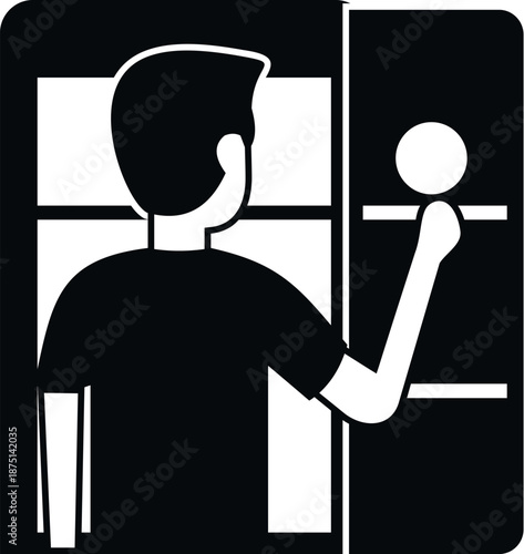 Person standing in front of an open refrigerator looking for food or snacks