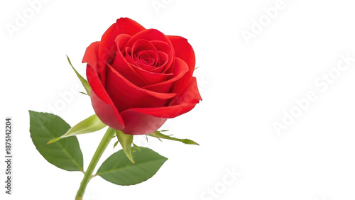 Single red rose isolated on transparent background