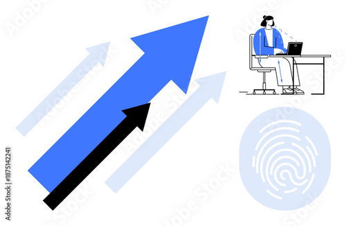 Business growth concept. Business growth with advancements in digital security and fingerprint authentication for improved operations. Business growth in secure communication, IT systems, innovation