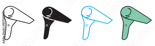 Collection of hair dryer icons in various styles for beauty and personal care designs