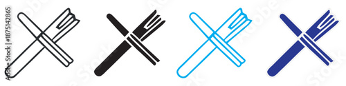 Set of crossed knife and fork icons representing no eating or cutlery restriction