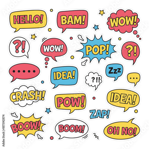 Set of Illustration of Chat Bubbles of Comics