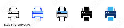 Printer Machine Icon Collection With Multiple Styles