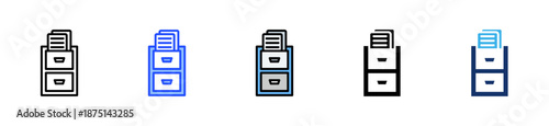 File Cabinet Icon Collection With Multiple Styles