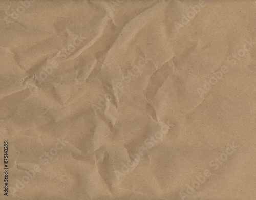 Quadro em tela Wrinkled Craft Paper Texture: A close-up view reveals a sheet of textured craft paper, its surface marked by intricate folds, wrinkles, and subtle variations in tone