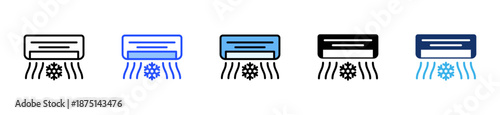 Air Conditioner Icon Collection With Multiple Styles