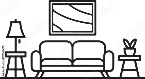 Living Room Furniture Interior Outline Icon