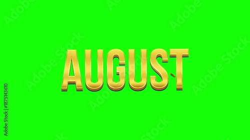 August Gold Text Animation Green Screen