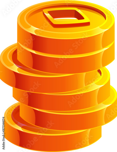 Chinese Lunar New Year holiday icon of gold coins pile, vector Asian symbol of wealth. Chinese Lunar New Year holiday gold money coins for fortune, prosperity or Feng Shui symbol for CNY festival