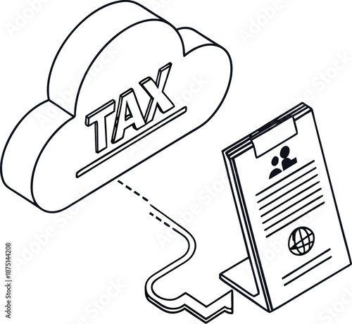 Cloud Tax Calculation: Depicting a seamless integration of digital tax calculation with secure data storage for efficient, transparent, and accurate financial reporting.