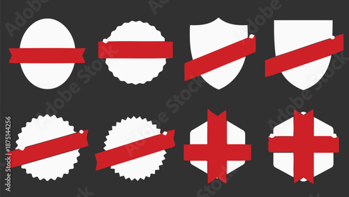 Red crossed and striped labels on white icons for rejected or banned concepts