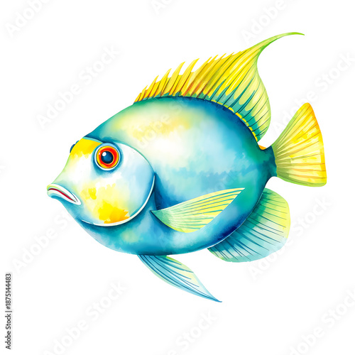 Colorful tropical Siamese fighting fish with vibrant red fins isolated on a white background for an exotic aquatic animal illustration