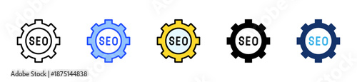 Seo Gear Icon Collection With Multiple Styles
