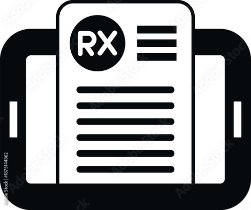 Tablet showing a digital prescription with rx symbol, representing online pharmacy and telehealth