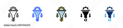 Seo Funnel Icon Collection With Multiple Styles